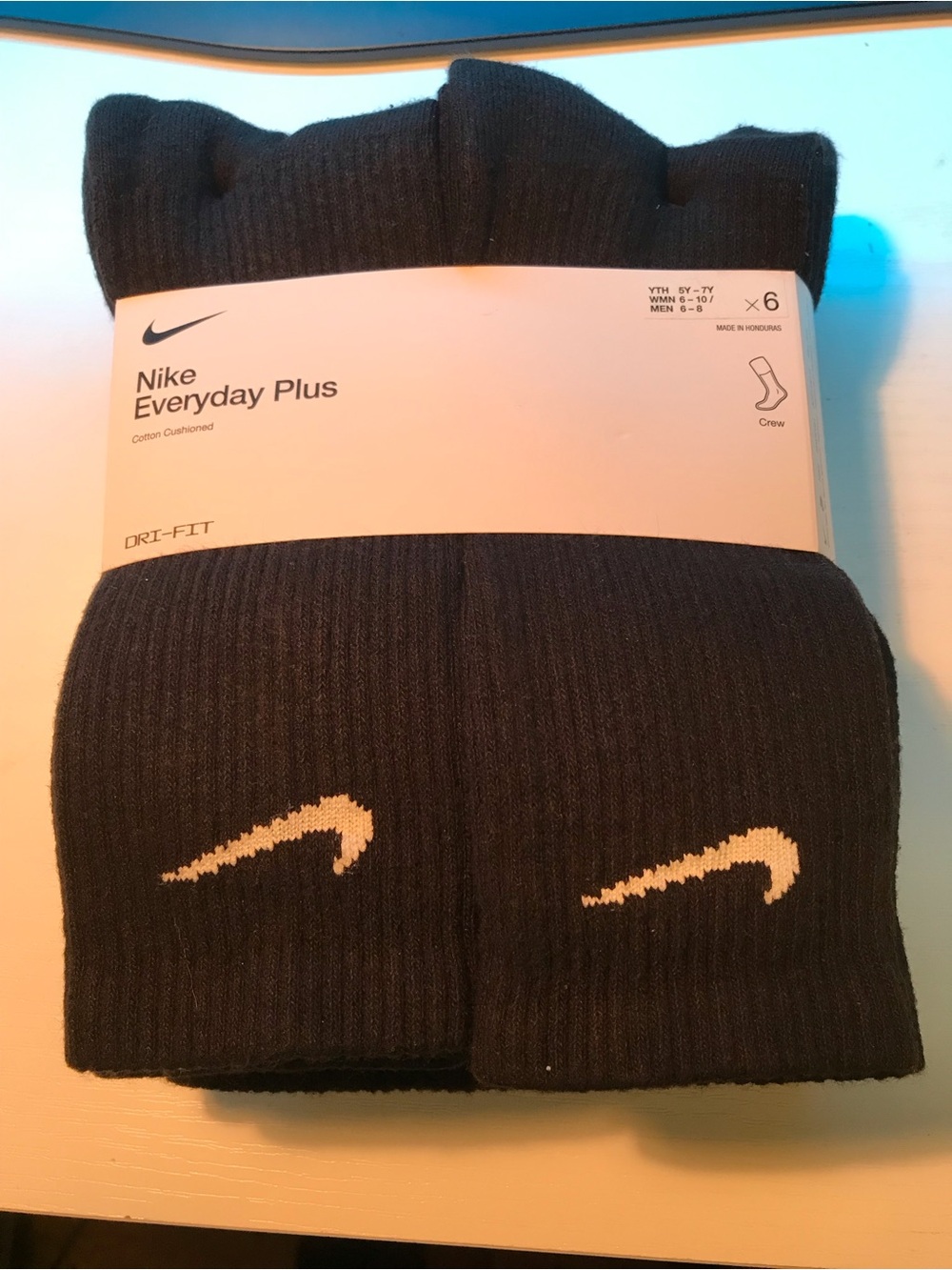 Nike Black Everyday Plus Dri-fit Crew Socks – 6 Pack NWT